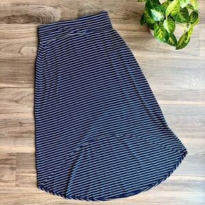 Columbia‎ Navy White Striped High-Low Pull-On A-Line Midi Skirt Size S